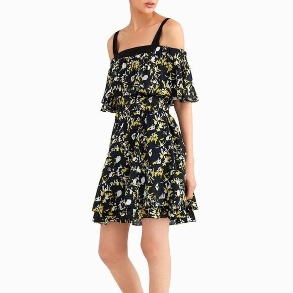 Jason Wu Grey Off the Shoulder Silk Floral Print Dress Size 4